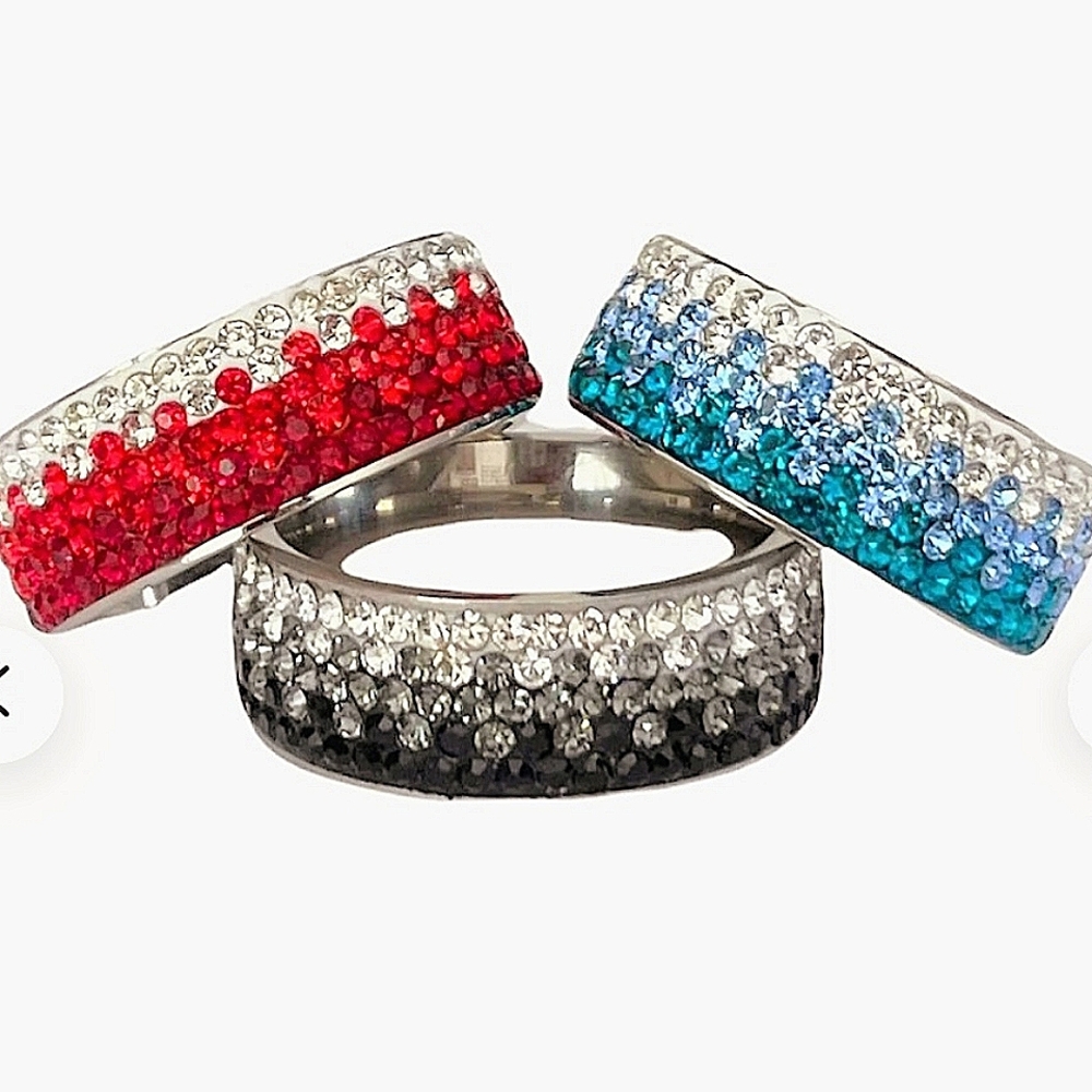 SALE❣Swarovski Elements Blue/White Onyx/White Red/White Crystal Eternity Rings
